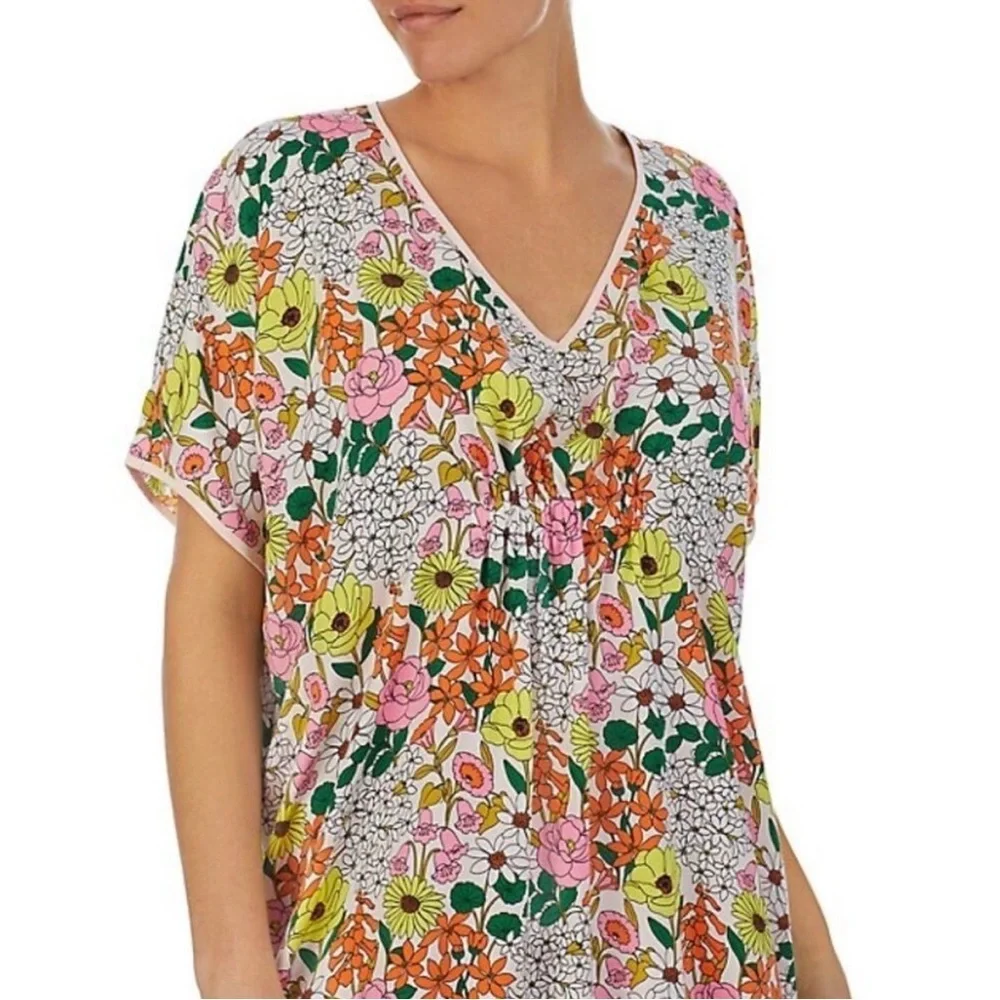 Kate Spade Floral Slit-Hem Caftan kaftan Spring Bounty Print Size medium